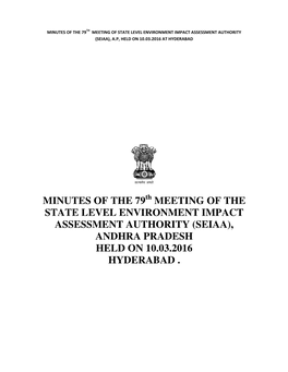 (Seiaa), Andhra Pradesh Held on 10.03.2016 Hyderabad