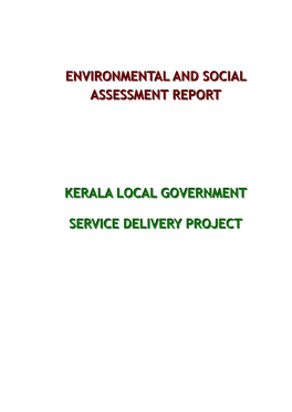 Environmental and Social Assessment Report Kerala Local Government Service Delivery Project