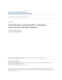 Psychotherapy and Spirituality : Techniques, Interventions and Inner Attitudes