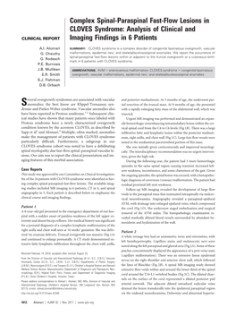 Complex Spinal-Paraspinal Fast-Flow Lesions in CLOVES Syndrome: Analysis of Clinical and CLINICAL REPORT Imaging Findings in 6 Patients