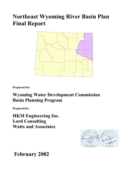 Northeast Wyoming River Basin Plan Final Report