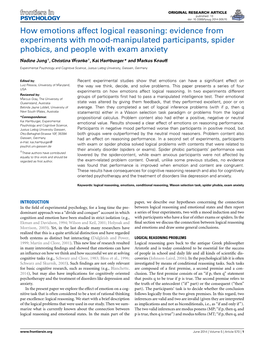 How Emotions Affect Logical Reasoning: Evidence from Experiments with Mood-Manipulated Participants, Spider Phobics, and People with Exam Anxiety