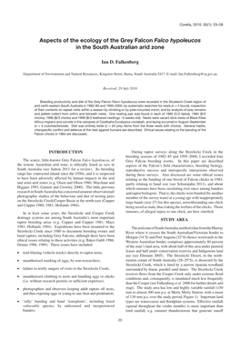 Aspects of the Ecology of the Grey Falcon Falco Hypoleucos in the South Australian Arid Zone