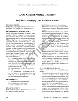 Body Plethysmography: 2001 Revision & Update