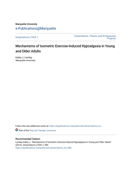 Mechanisms of Isometric Exercise-Induced Hypoalgesia in Young and Older Adults
