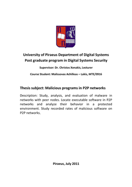 Malicious Programs in P2P Networks