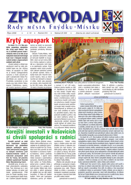 Rady Města Frýdku-Místku Krytý Aquapark Byl