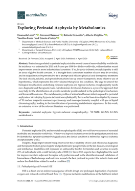 Exploring Perinatal Asphyxia by Metabolomics