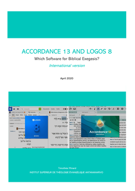 ACCORDANCE 13 and LOGOS 8 Which Software for Biblical Exegesis? International Version