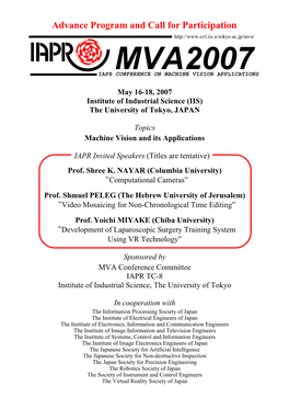 Mva2007 Iapr Conference on Machine Vision Applications