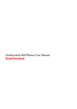 Northwestern Bell Phones User Manual