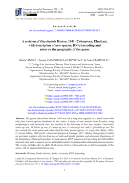 A Revision of Onychelmis Hinton, 1941 (Coleoptera: Elmidae), with Description of New Species, DNA Barcoding and Notes on the Geography of the Genus