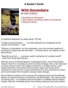Reader's Guide for Wild Decembers Published by Houghton Mifflin