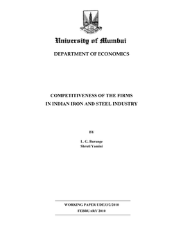 Department of Economics Competitiveness of The