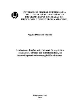 Universidade Federal De Uberlândia Instituto De Ciências Biomédicas Programa De Pós-Graduação Em