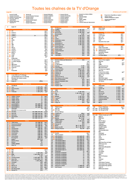 Toutes Les Chaînes De La TV D'orange Légende 04 Février Au 07 Avril 2021