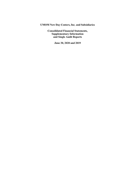 UMOM New Day Centers, Inc. and Subsidiaries Consolidated Financial Statements, Supplementary Information and Single Audit Report