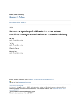 Rational Catalyst Design for N2 Reduction Under Ambient Conditions: Strategies Towards Enhanced Conversion Efficiency