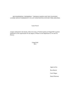 Reconsidering “Swimming:” Thomas Eakins and the Changing Landscapes of Modernity in Late Nineteenth-Century Philadelphia