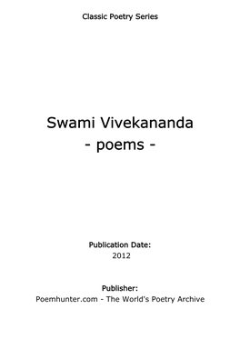 Swami Vivekananda - Poems