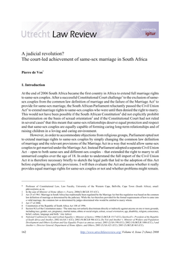 The Court-Led Achievement of Same-Sex Marriage in South Africa