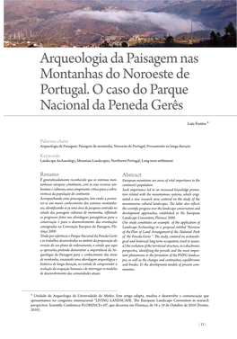 Arqueologia Da Paisagem Nas Montanhas Do Noroeste De Portugal. O Caso Do Parque Nacional Da Peneda Gerês