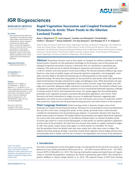 Rapid Vegetation Succession and Coupled Permafrost Dynamics in Arctic Thaw Ponds in the Siberian Lowland Tundra, DANS EASY