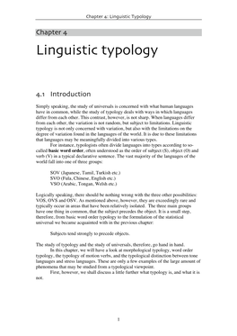 Chapter 4: Linguistic Typology