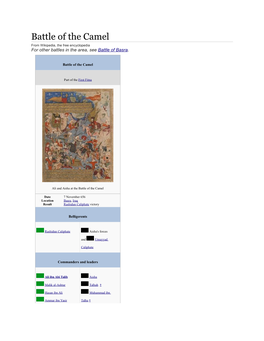 Battle of the Camel from Wikipedia, the Free Encyclopedia for Other Battles in the Area, See Battle of Basra