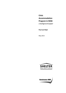 Crisis Accommodation Program in NSW: a Background Paper