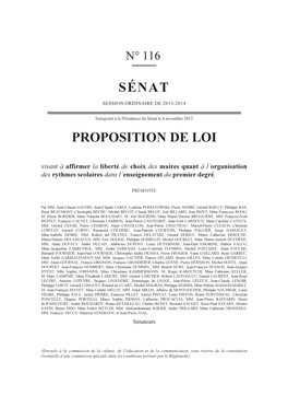 Sénat Proposition De