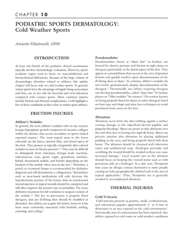 PODIATRIC SPORTS DERMATOLOGY: Cold Weather Sports