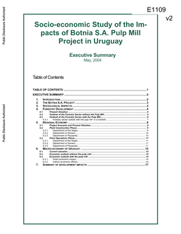 Pacts of Botnia SA Pulp Mill Project in Uruguay