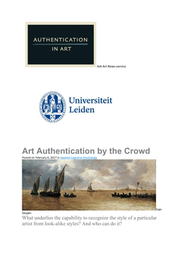 Art Authentication by the Crowd Posted on February 6, 2017 in Applied Cognitive Psychology