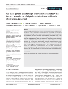 Evolution of Digits in a Clade of Fossorial Lizards (Brachymeles,Scincinae)