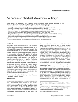 An Annotated Checklist of Mammals of Kenya