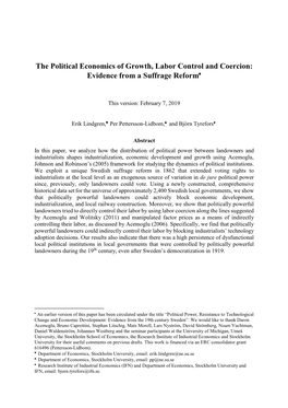 The Political Economics of Growth, Labor Control and Coercion: Evidence from a Suffrage Reform