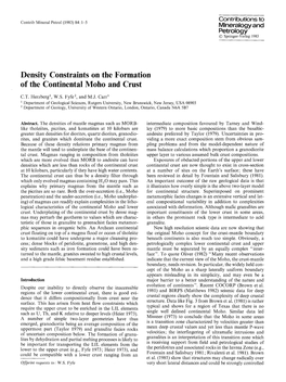 Density Constraints on the Formation of the Continental Moho and Crust