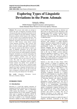 Exploring Types of Linguistic Deviations in the Poem Adonais