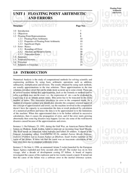 UNIT 1 FLOATING POINT ARITHMETIC and Errors and ERRORS