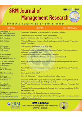 II, Issue-5, Jan-Mar2012 SRMJMR- ISSN:2231-511X 1
