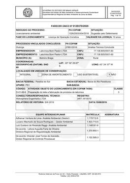 Parecer Único Nº 0129370/2020 Indexado Ao Processo