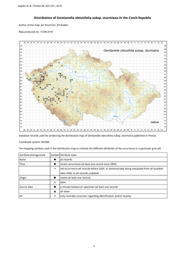 1 Distribution of Gentianella Obtusifolia Subsp. Sturmiana in The