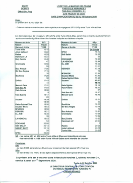 Le Présent Avis Est À Encarter Dans Le Fascicule Horaires 2, Tableau Horaires 2-1, Service À Partir Du 1Er Septembre 2020