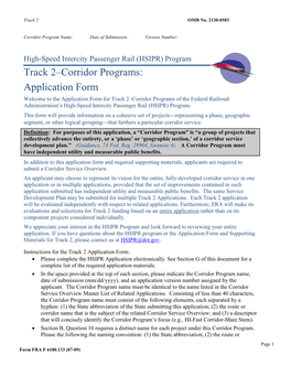 Corridor Programs: Application Form