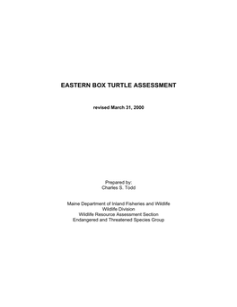 Eastern Box Turtle Species Assessment