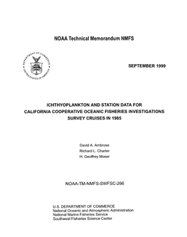 Ichthyoplankton and Station Data for California Cooperative Oceanic Fisheries Investigations Survey Cruises in 1985