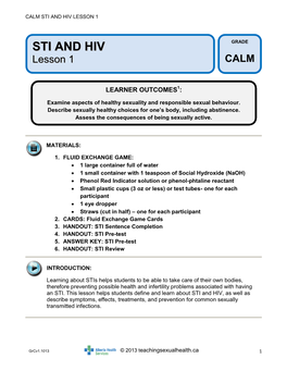 Sti and Hiv Lesson 1