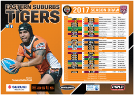 Easts Tigers Draw Poster 2017