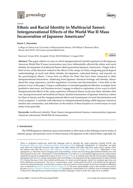 Ethnic and Racial Identity in Multiracial Sansei: Intergenerational Effects of the World War II Mass Incarceration of Japanese Americans1